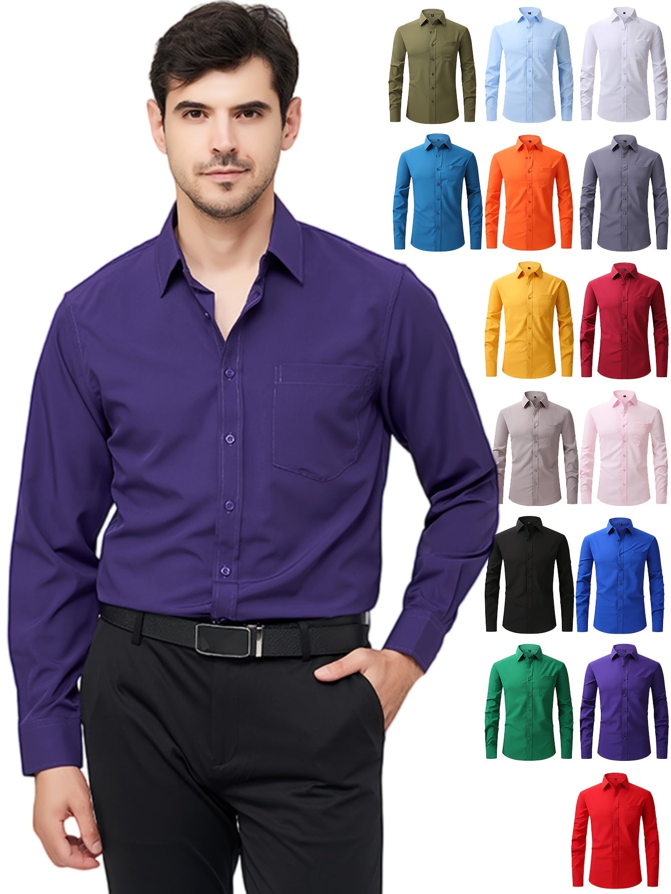 Chemise Classique Homme Sans Repassage – Coupe Confort et Couleur Uni