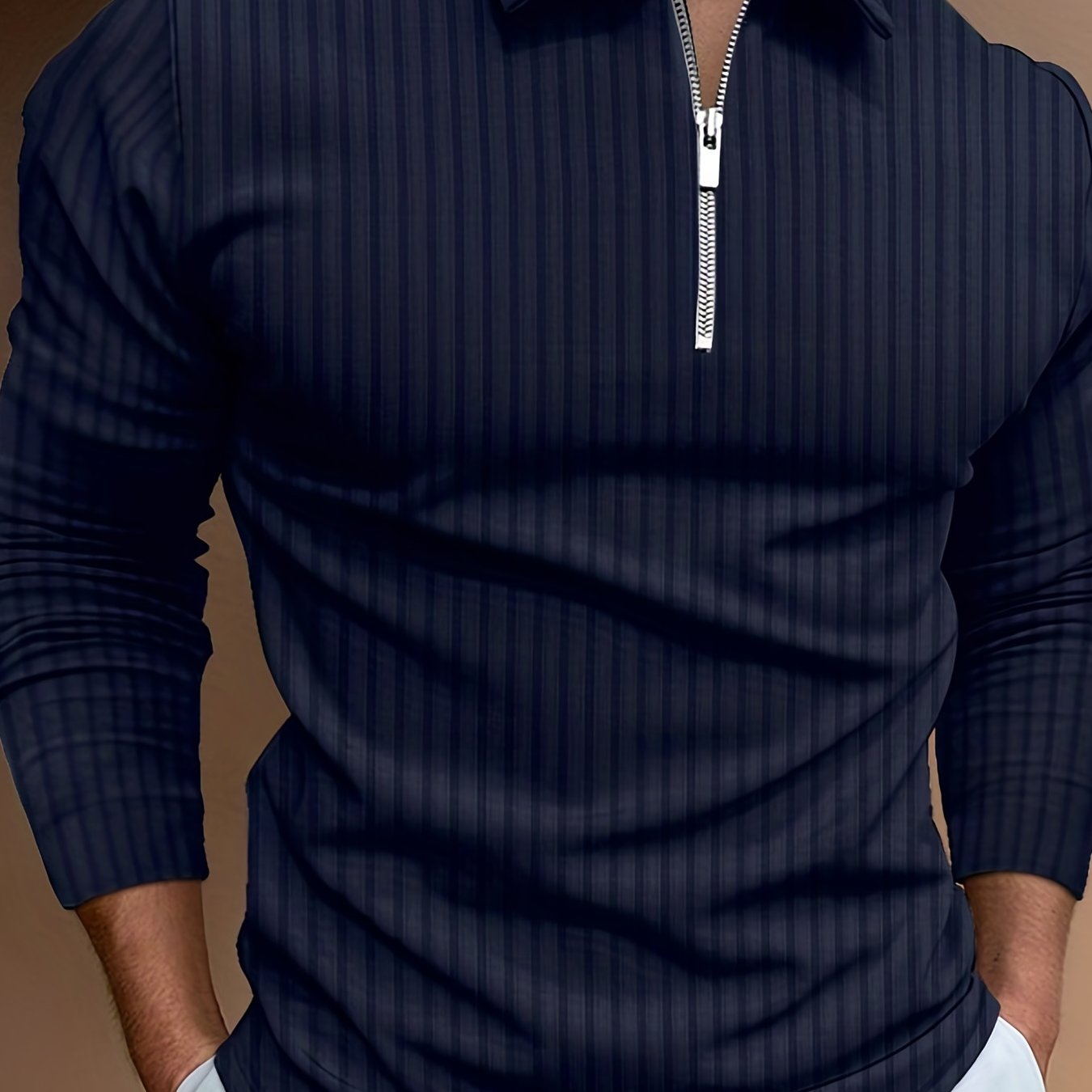 Chemise Zippée Homme à Rayures – Décontractée & Élégante