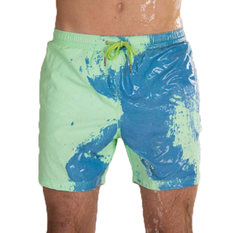 Short de plage magique à changement de couleur pour homme, été