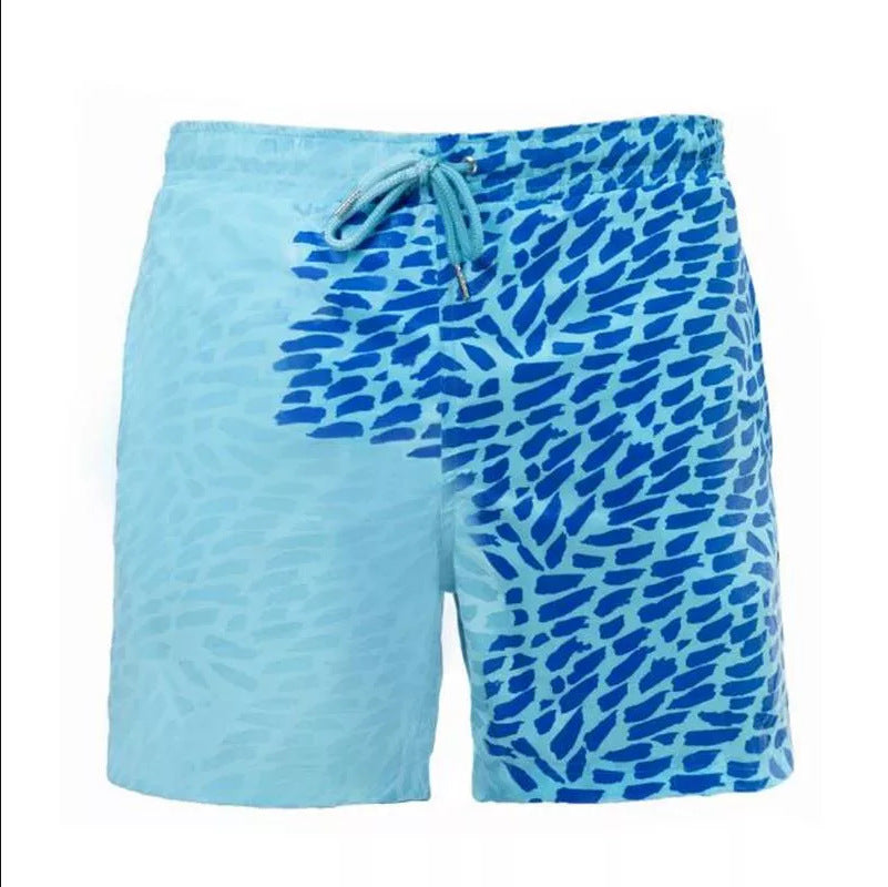 Short de plage magique à changement de couleur pour homme, été