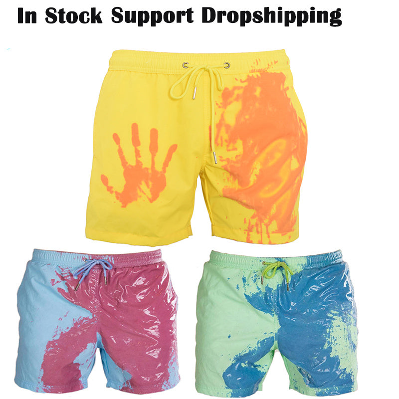 Short de plage magique à changement de couleur pour homme, été