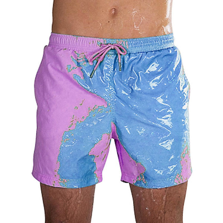 Short de plage magique à changement de couleur pour homme, été