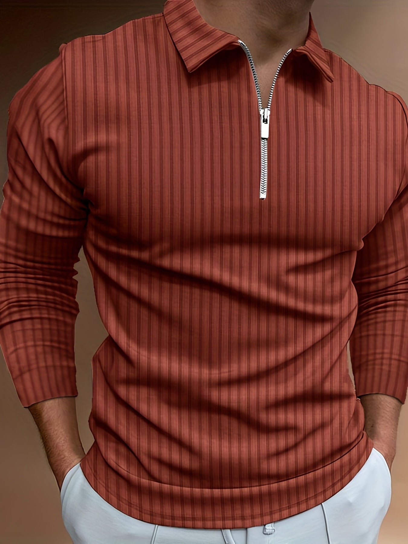Chemise Zippée Homme à Rayures – Décontractée & Élégante