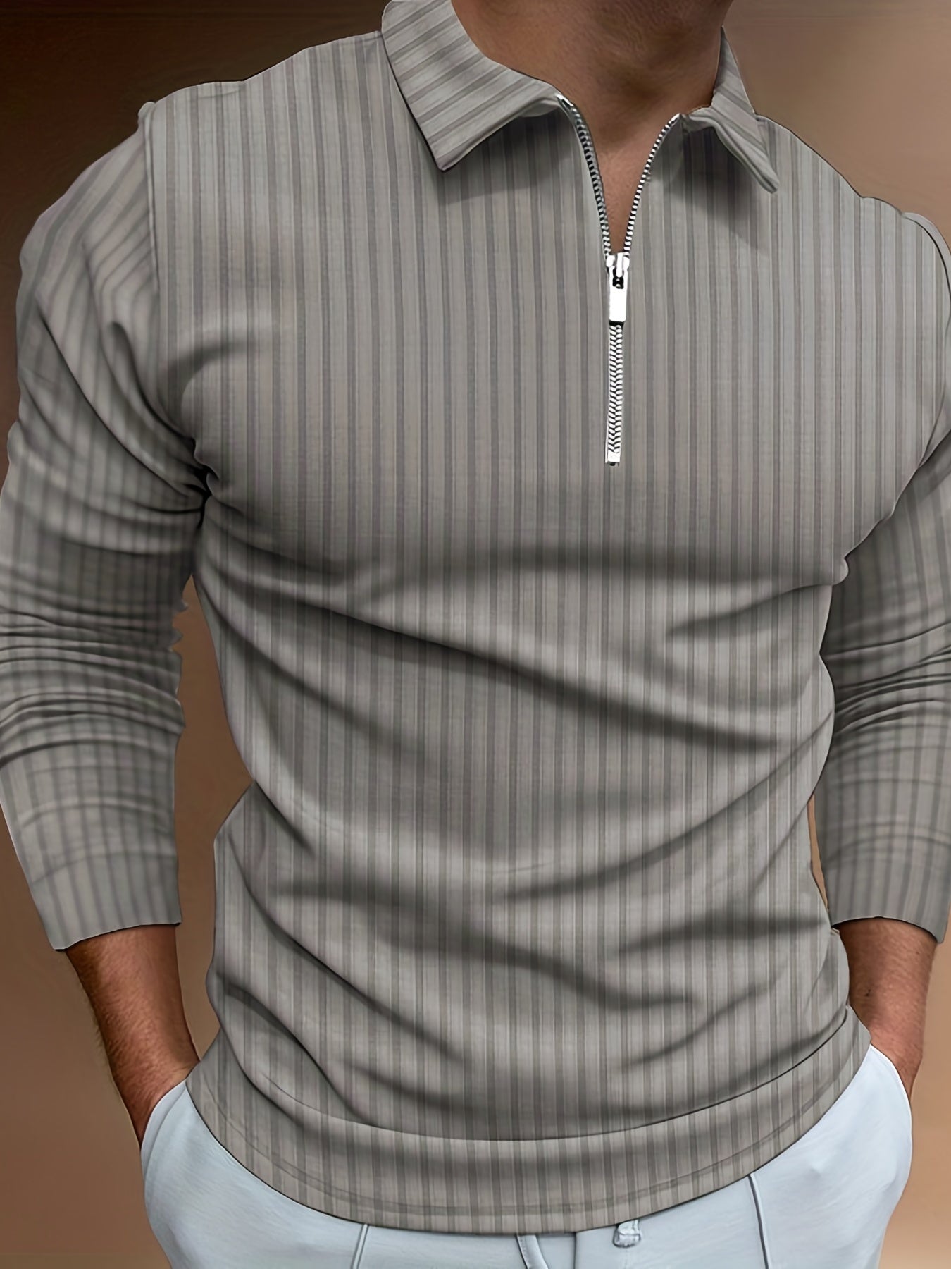 Chemise Zippée Homme à Rayures – Décontractée & Élégante