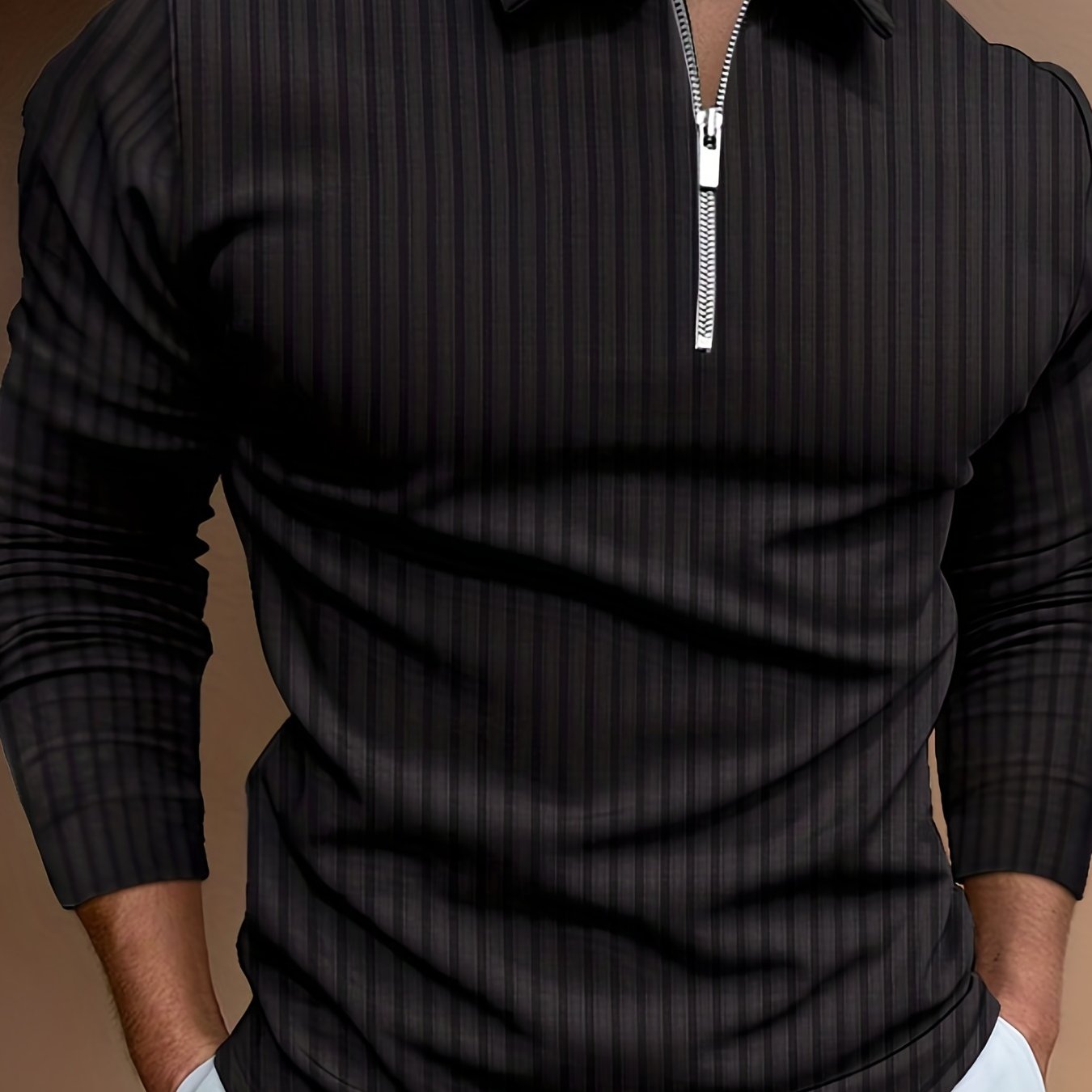 Chemise Zippée Homme à Rayures – Décontractée & Élégante