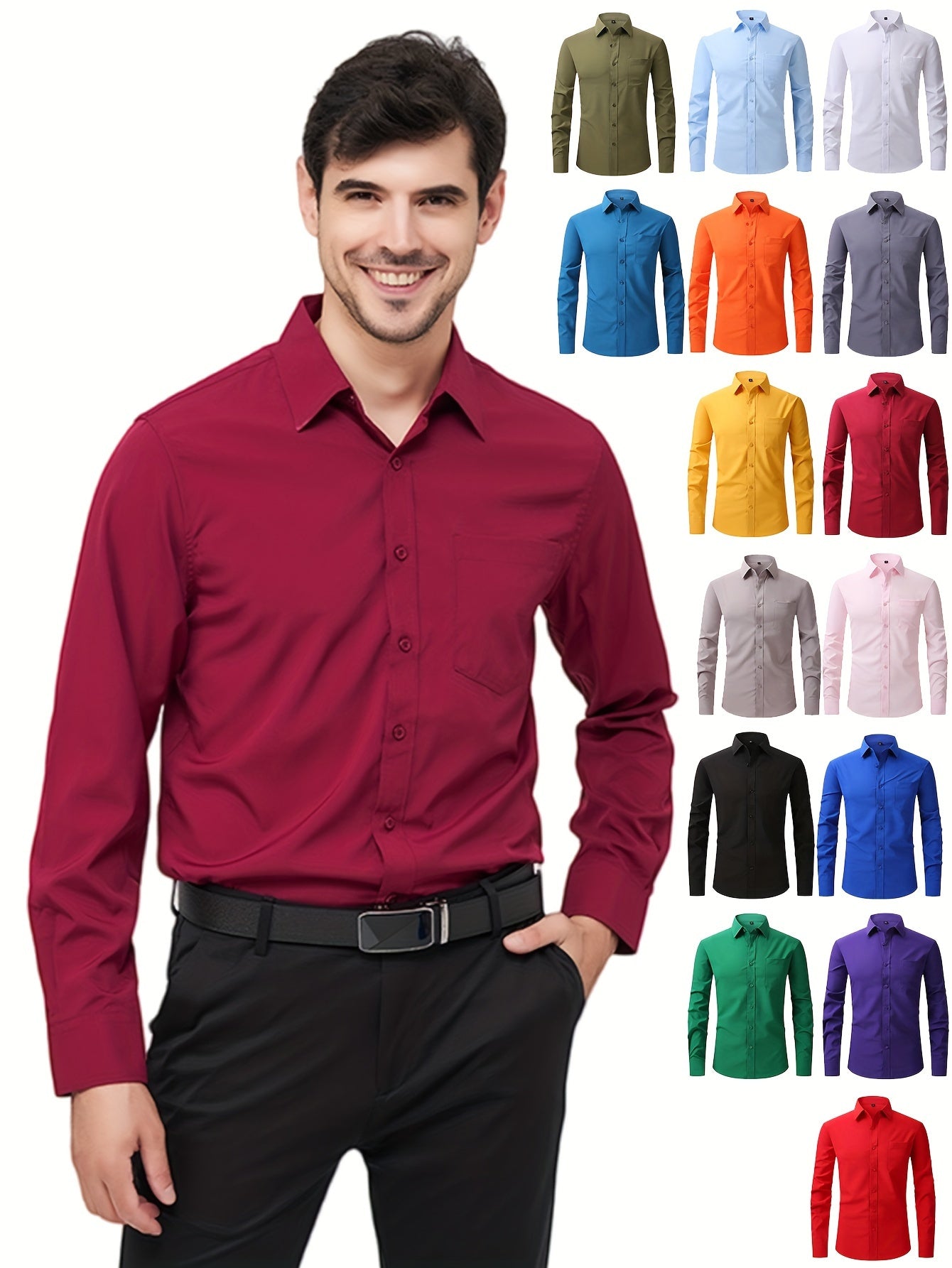 Chemise Classique Homme Sans Repassage – Coupe Confort et Couleur Uni
