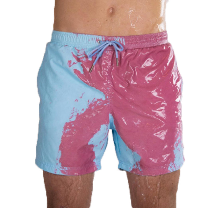 Short de plage magique à changement de couleur pour homme, été