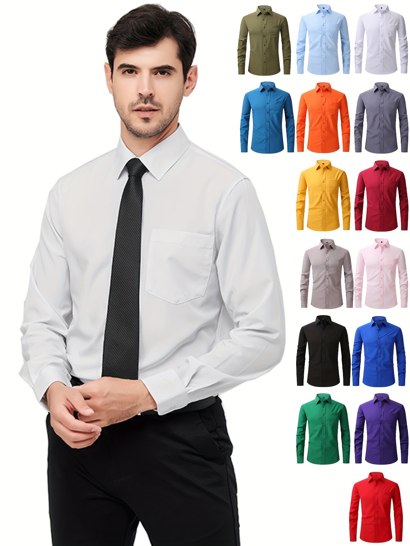 Chemise Classique Homme Sans Repassage – Coupe Confort et Couleur Uni