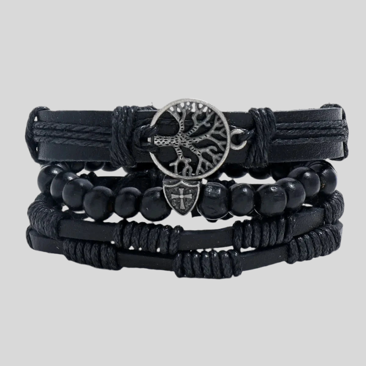 Bracelets en cuir tressé vintage Bois de gouvernail d'arbre
