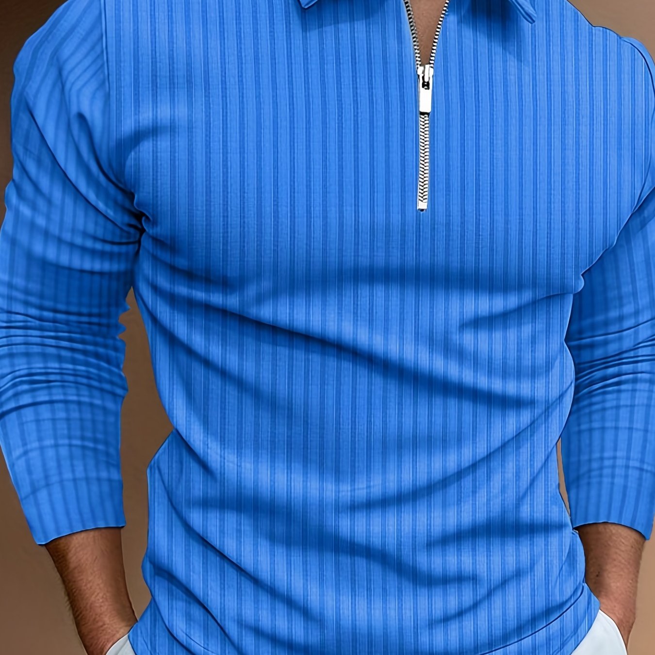 Chemise Zippée Homme à Rayures – Décontractée & Élégante