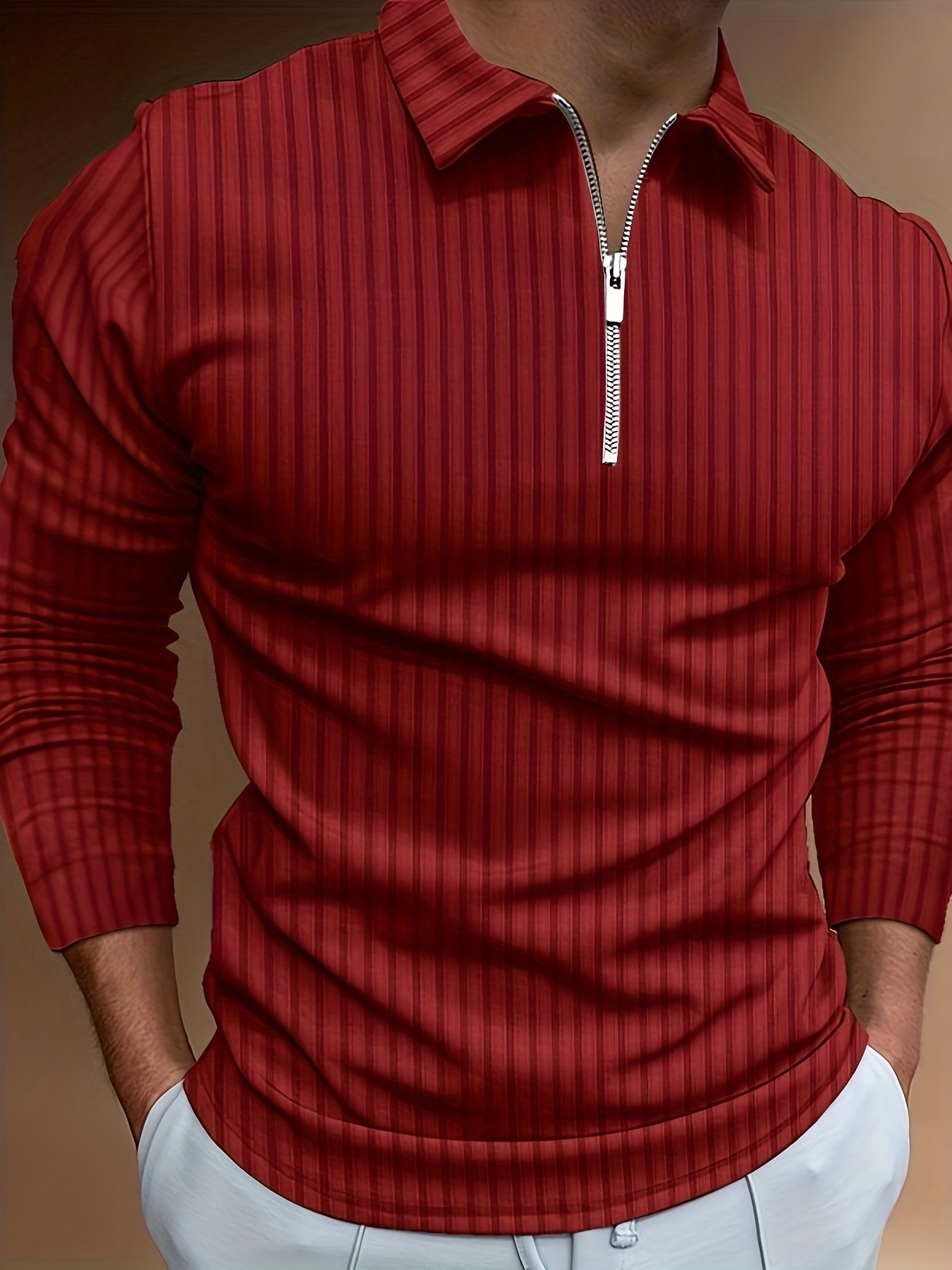 Chemise Zippée Homme à Rayures – Décontractée & Élégante