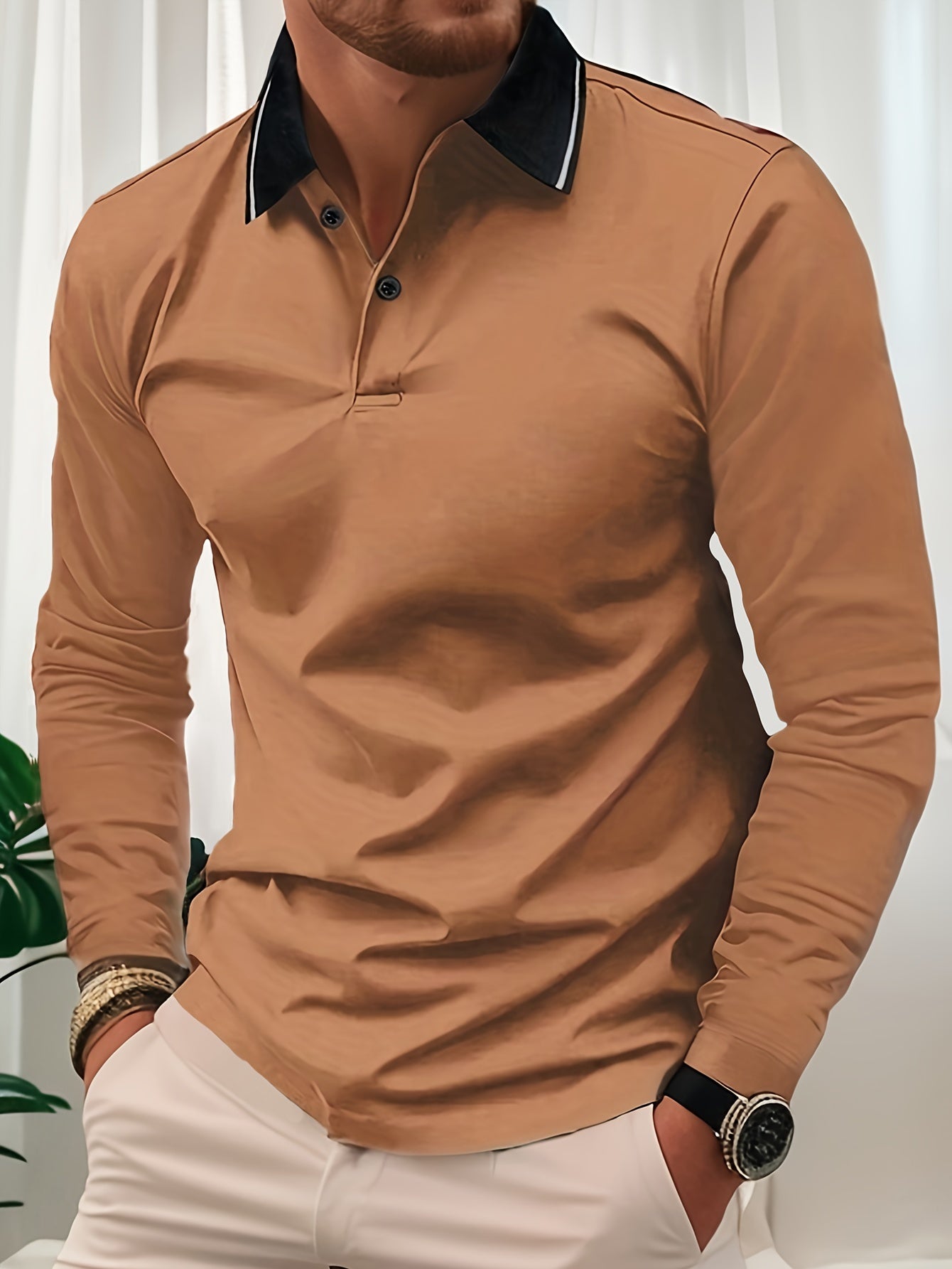 Polo Rugby Décontracté à Manches Longues pour Homme