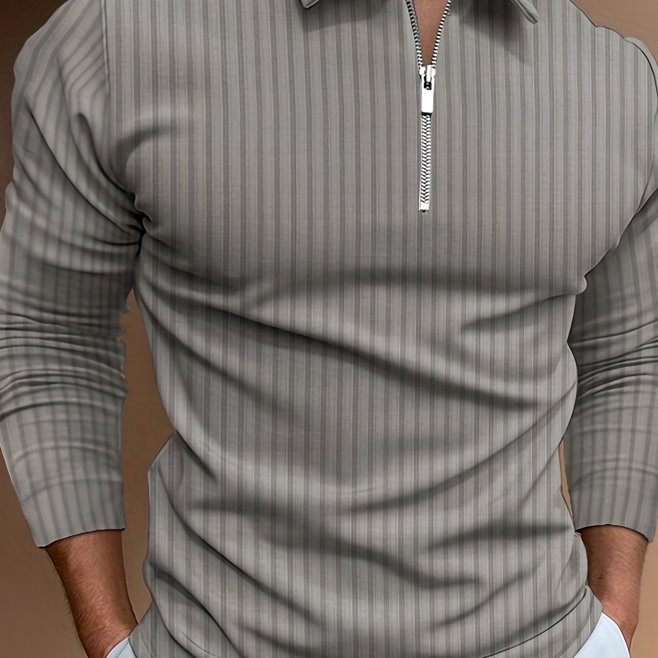 Chemise Zippée Homme à Rayures – Décontractée & Élégante