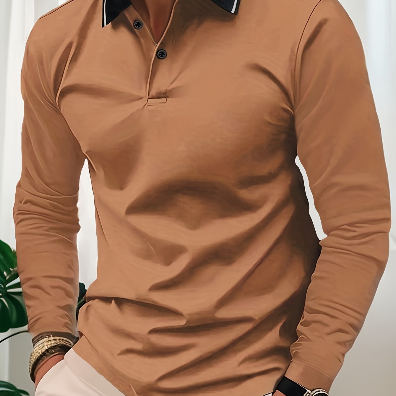 Polo Rugby Décontracté à Manches Longues pour Homme