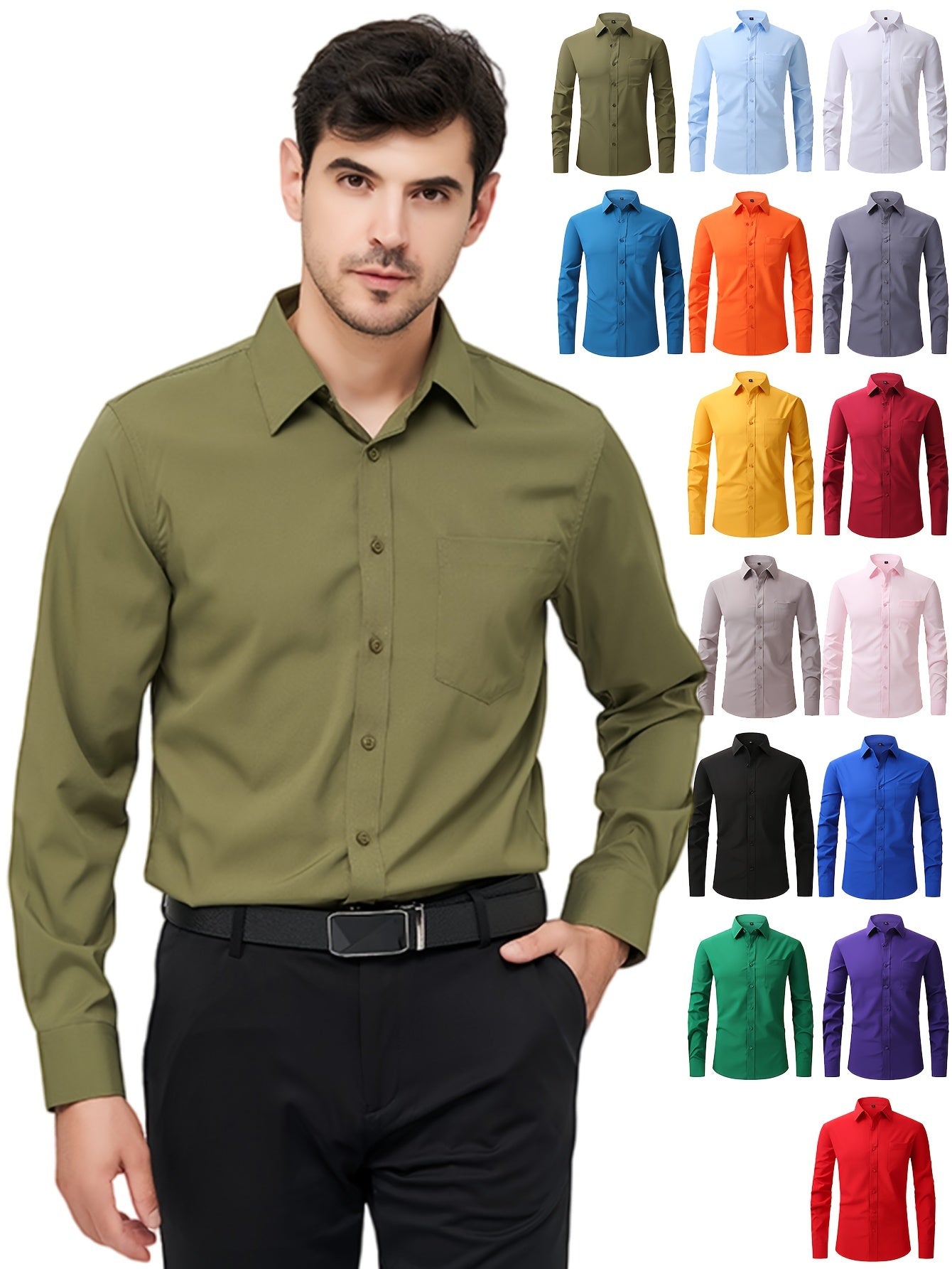 Chemise Classique Homme Sans Repassage – Coupe Confort et Couleur Uni