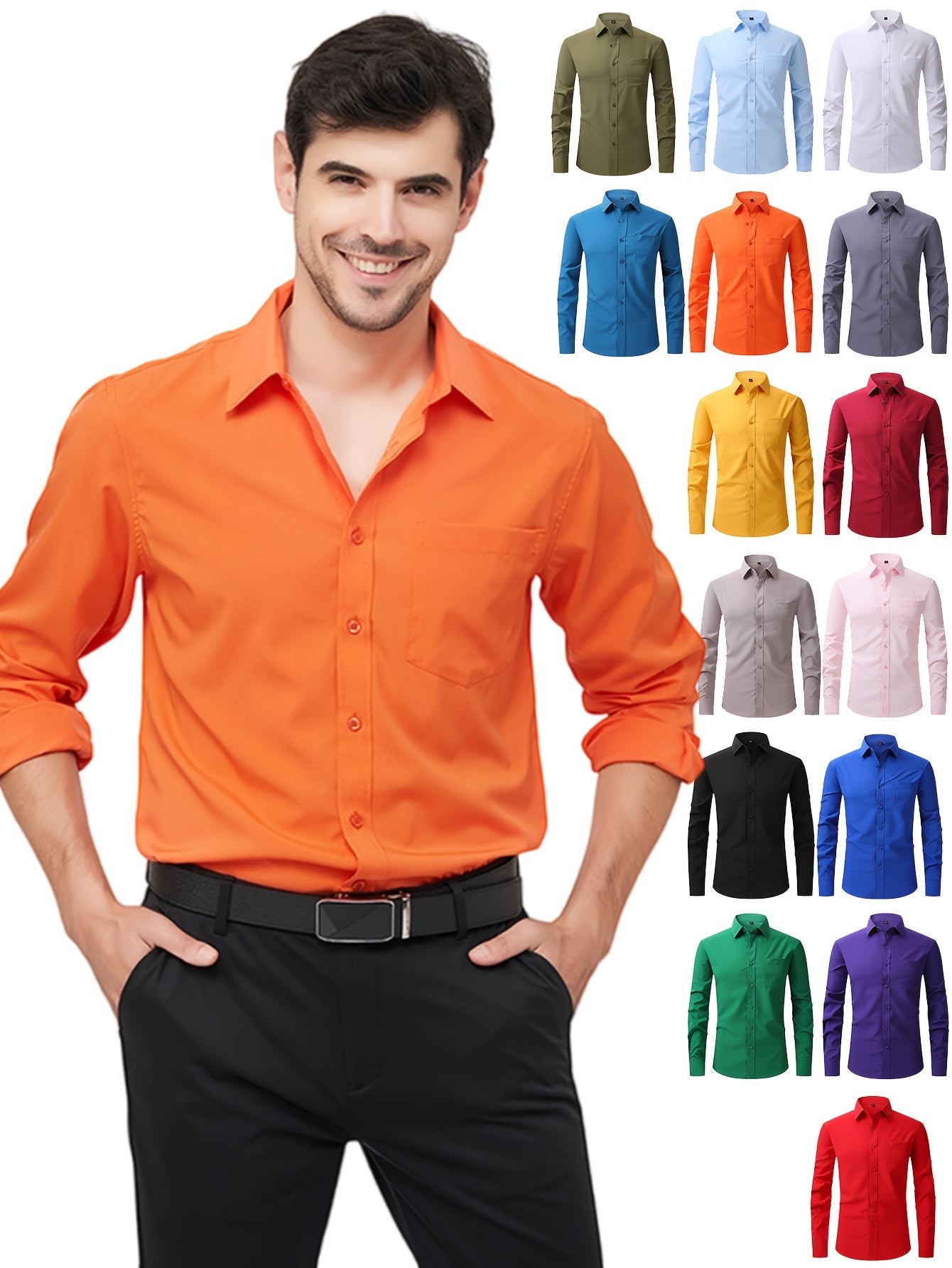 Chemise Classique Homme Sans Repassage – Coupe Confort et Couleur Uni