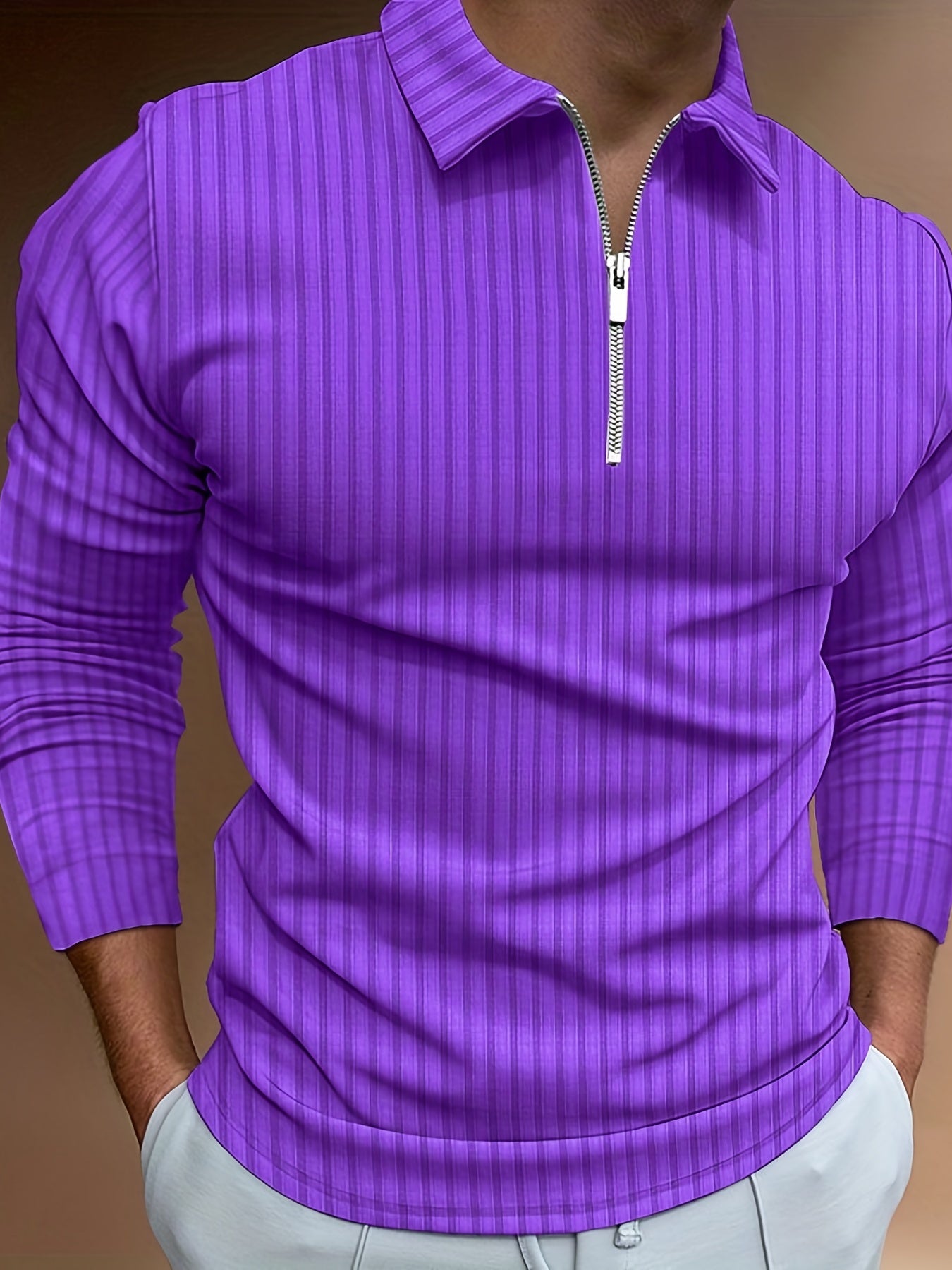 Chemise Zippée Homme à Rayures – Décontractée & Élégante