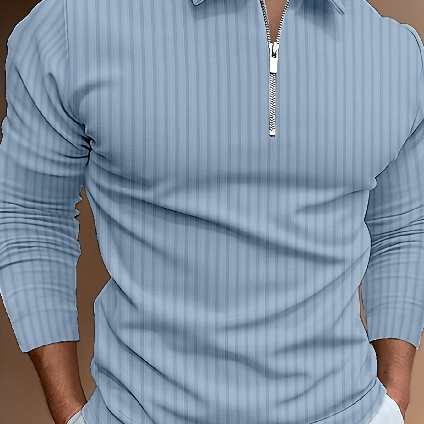 Chemise Zippée Homme à Rayures – Décontractée & Élégante