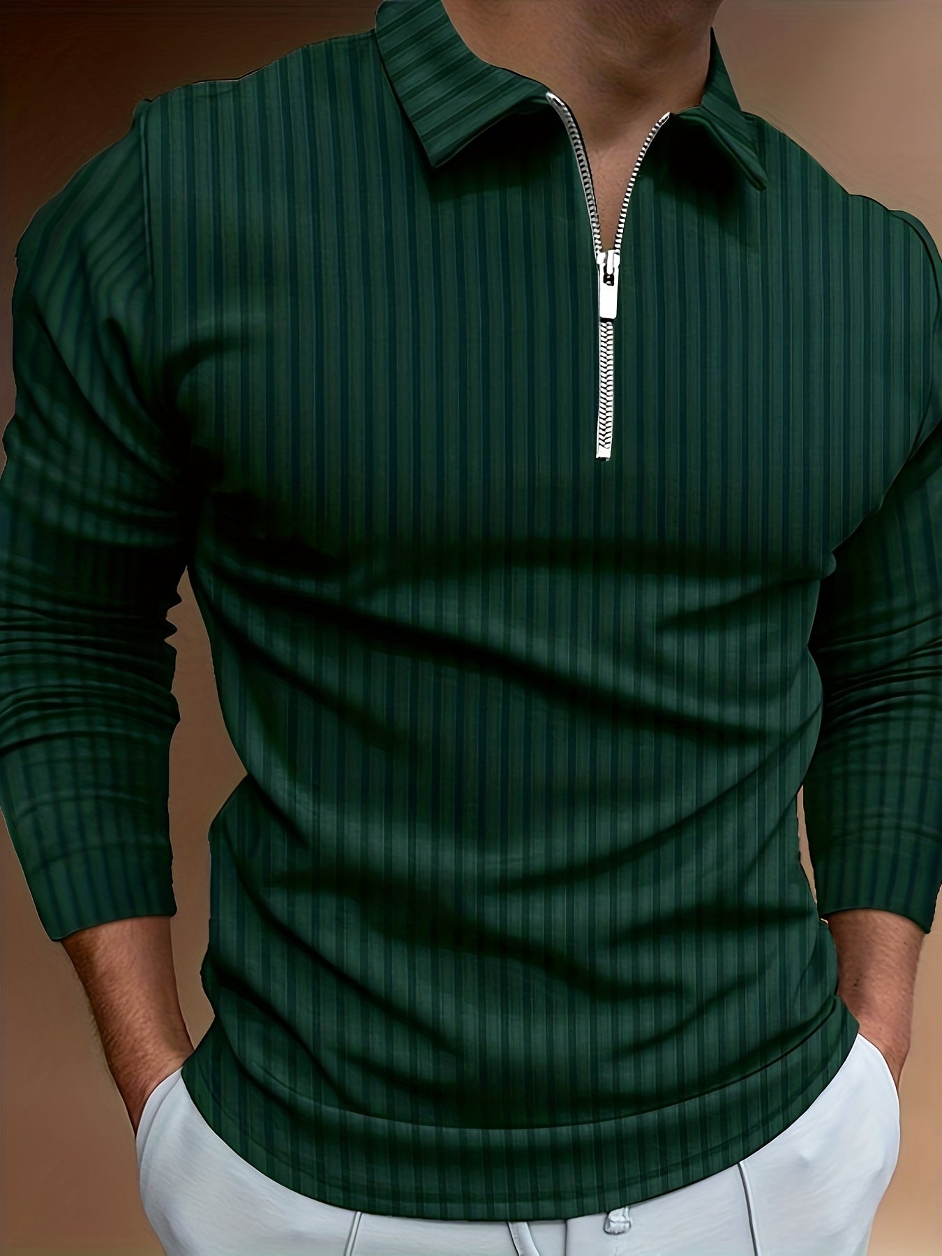 Chemise Zippée Homme à Rayures – Décontractée & Élégante