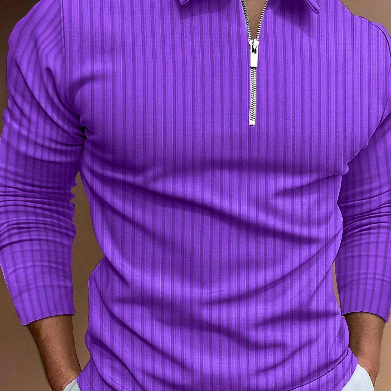 Chemise Zippée Homme à Rayures – Décontractée & Élégante
